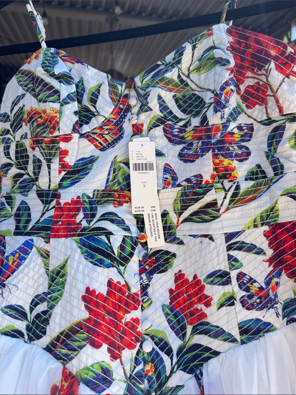 Anthropologie Muse Basque-Waist Midi Dress Ivory Floral Size Small NWT - Picture 4 of 11